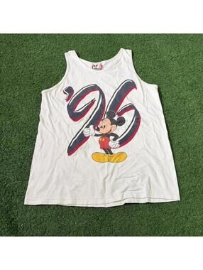 Vintage 90s Disney Designs Mickey Mouse 1996 Tank Top USA Made Mens Size M White